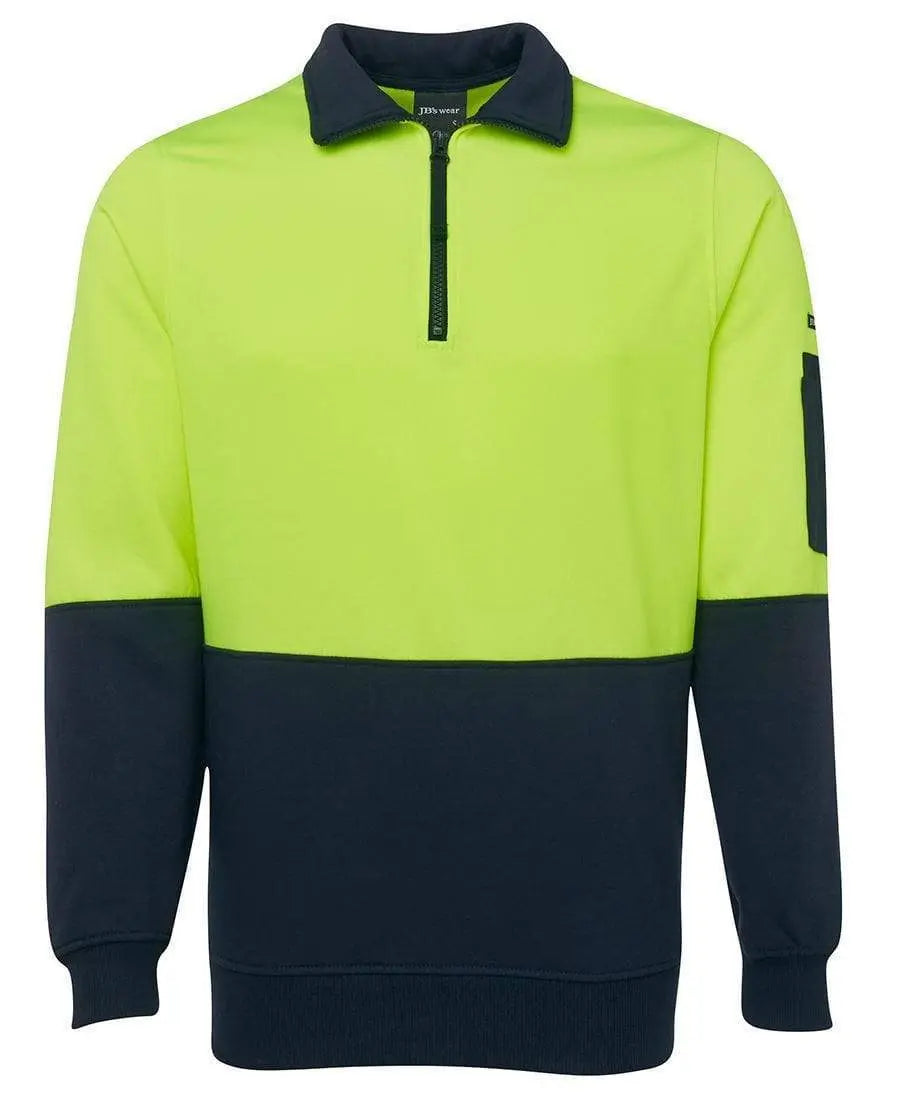 Jb's Wear Work Wear Lime/Navy / S JB'S Hi-Vis 1/2 Zip Fleecy Sweatshirt 6HVFH